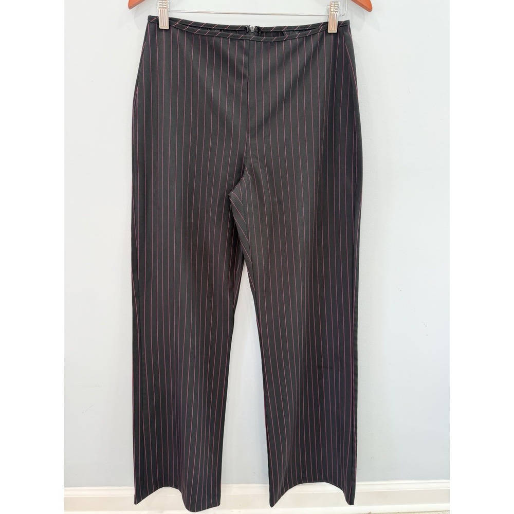 Vintage B. Smart Y2K Women's Black Pink Pinstripe Pants Size 11/12 Straight Leg - Picture 2 of 10